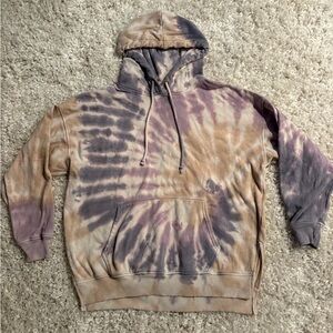 American Eagle Outfitters Purple and Tan Tie-Dye Hoodie
